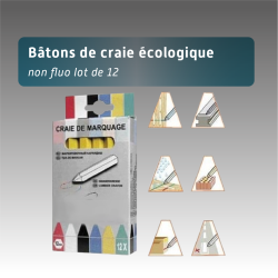Lot de 12 Bâtons de Craie Écologique Non Fluo Biodégradable Temporaire